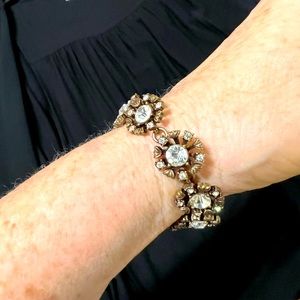 7”-8” bracelet antique gold tone with clear stones clasp with extended links
